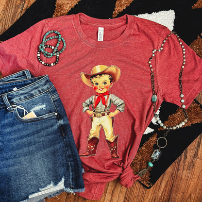 FestiviTees Women - Apparel - Shirts - T-Shirts Retro Cowboy Kid Soft Graphic Tee