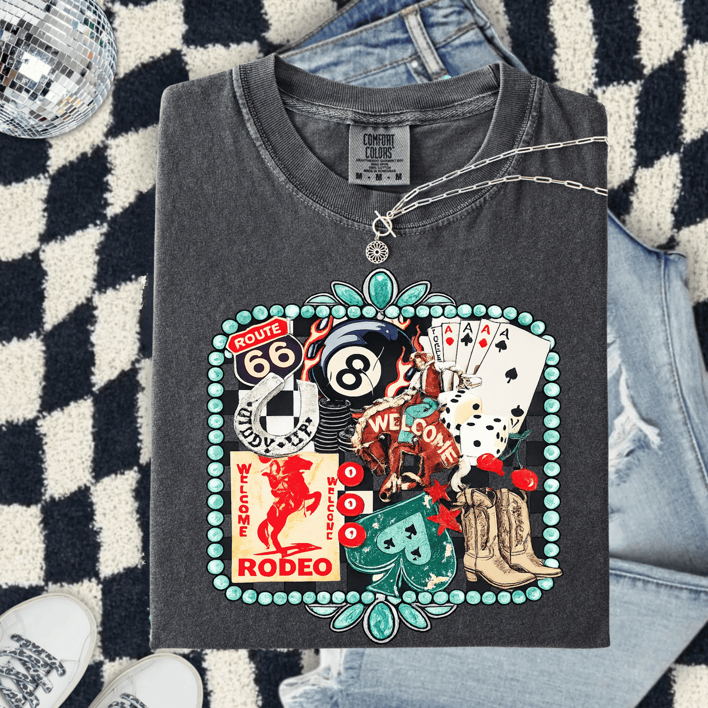 FestiviTees Women - Apparel - Shirts - T-Shirts Rodeo 8 Ball Graphic Tee