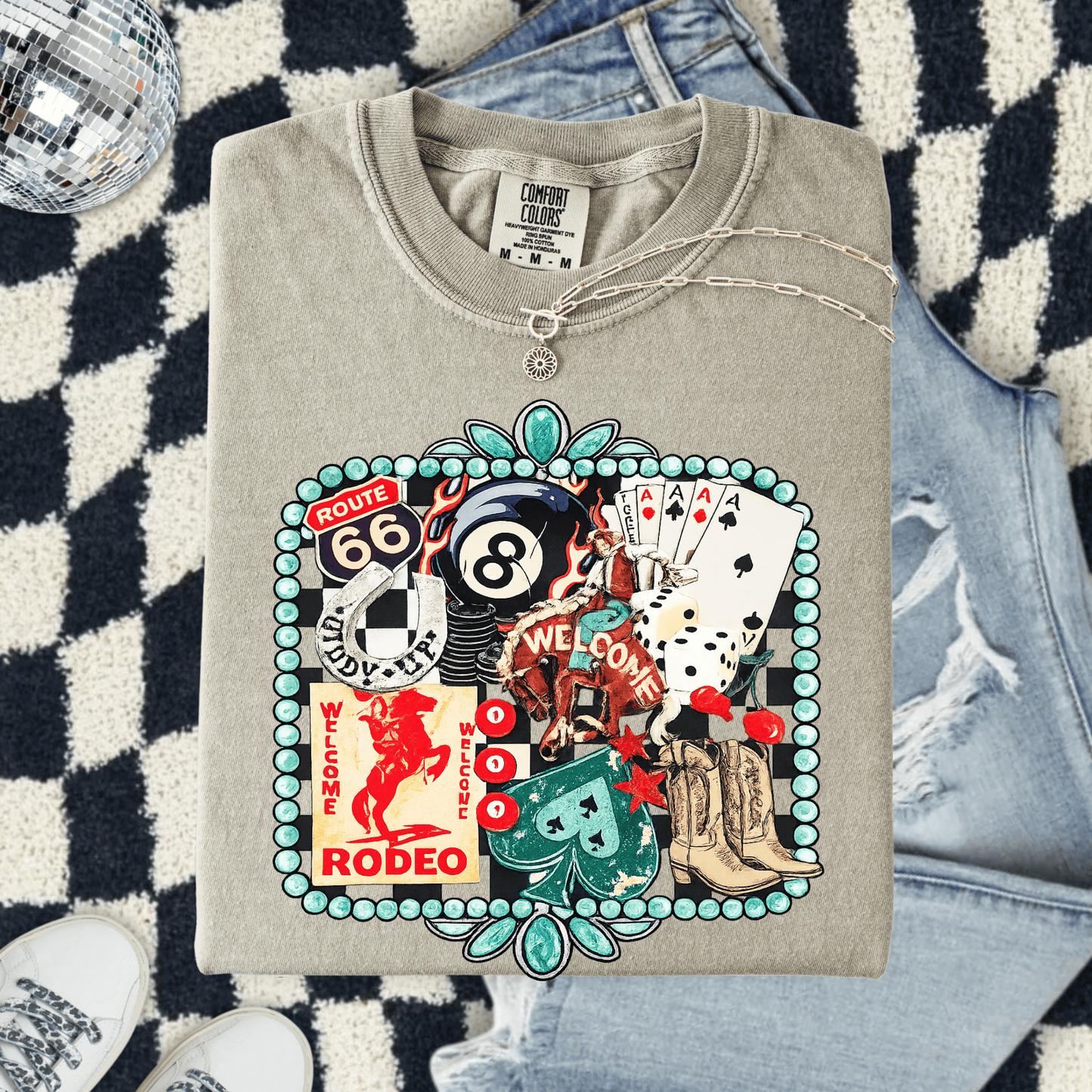 FestiviTees Women - Apparel - Shirts - T-Shirts Rodeo 8 Ball Graphic Tee