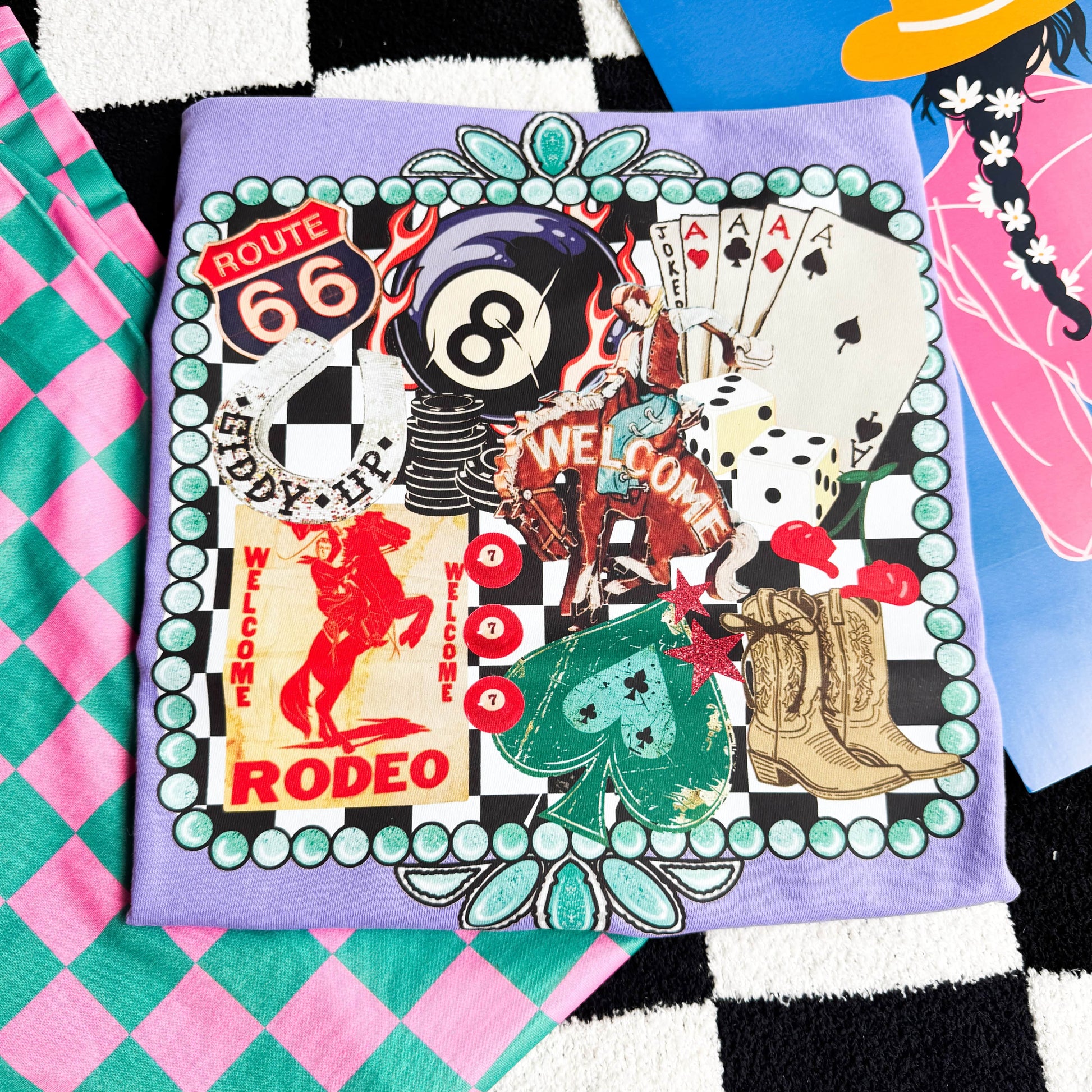 FestiviTees Women - Apparel - Shirts - T-Shirts Rodeo 8 Ball Turquoise Graphic Tee