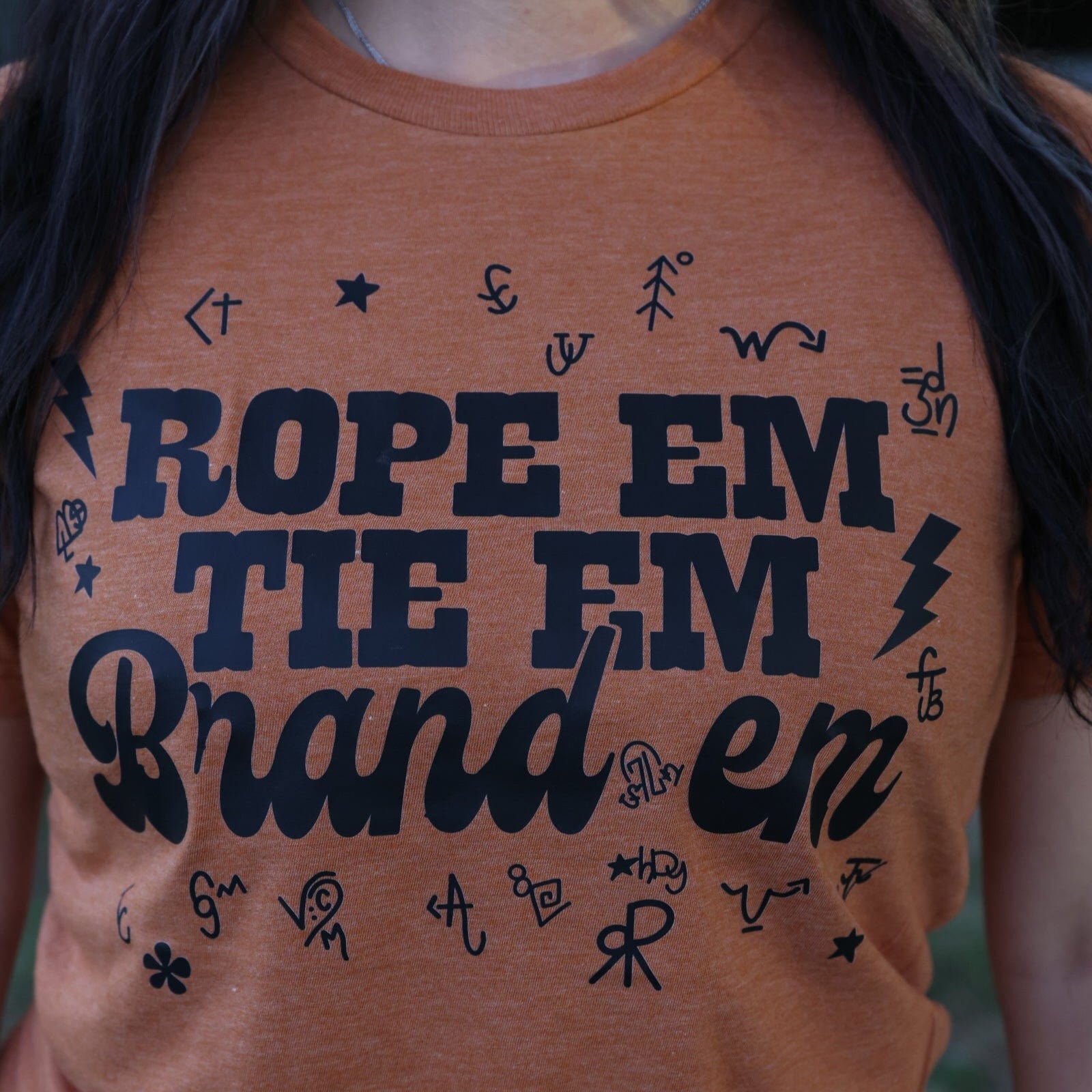 FestiviTees Women - Apparel - Shirts - T-Shirts Rope 'Em Tie 'Em Brand 'Em Soft Graphic Tee