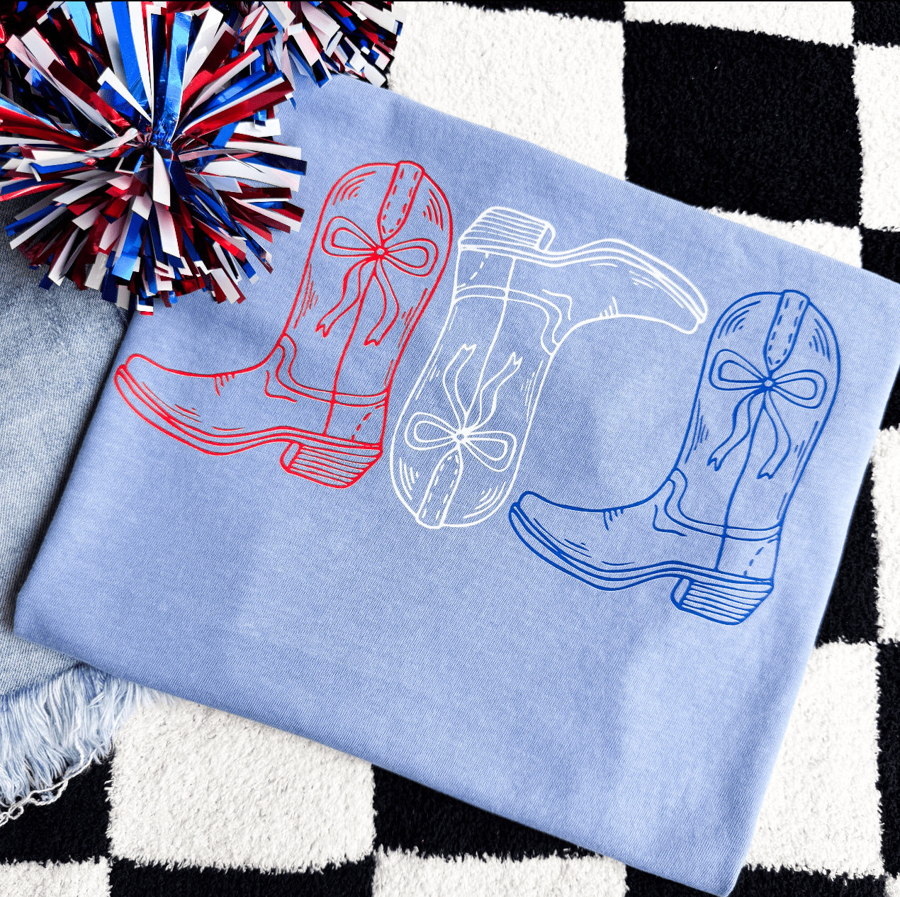 FestiviTees Women - Apparel - Shirts - T-Shirts Simple Patriotic Boots Graphic Tee