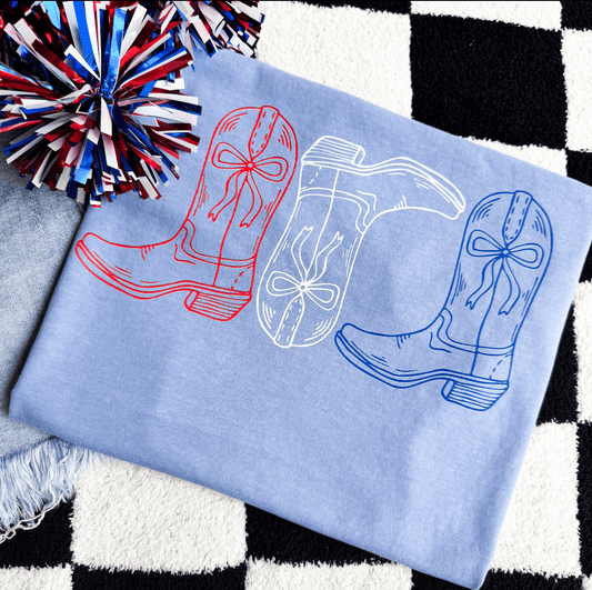 FestiviTees Women - Apparel - Shirts - T-Shirts Simple Patriotic Boots Graphic Tee