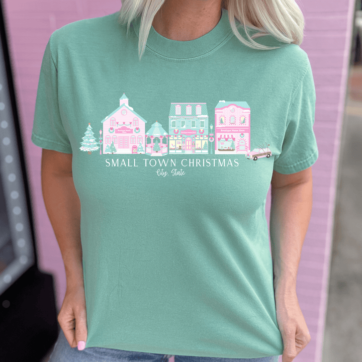 FestiviTees Women - Apparel - Shirts - T-Shirts Small Town Christmas Custom Graphic Tee