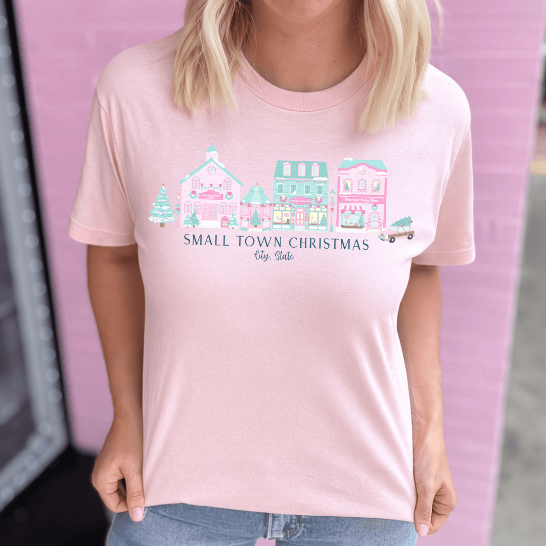 FestiviTees Women - Apparel - Shirts - T-Shirts Small Town Christmas Custom Graphic Tee