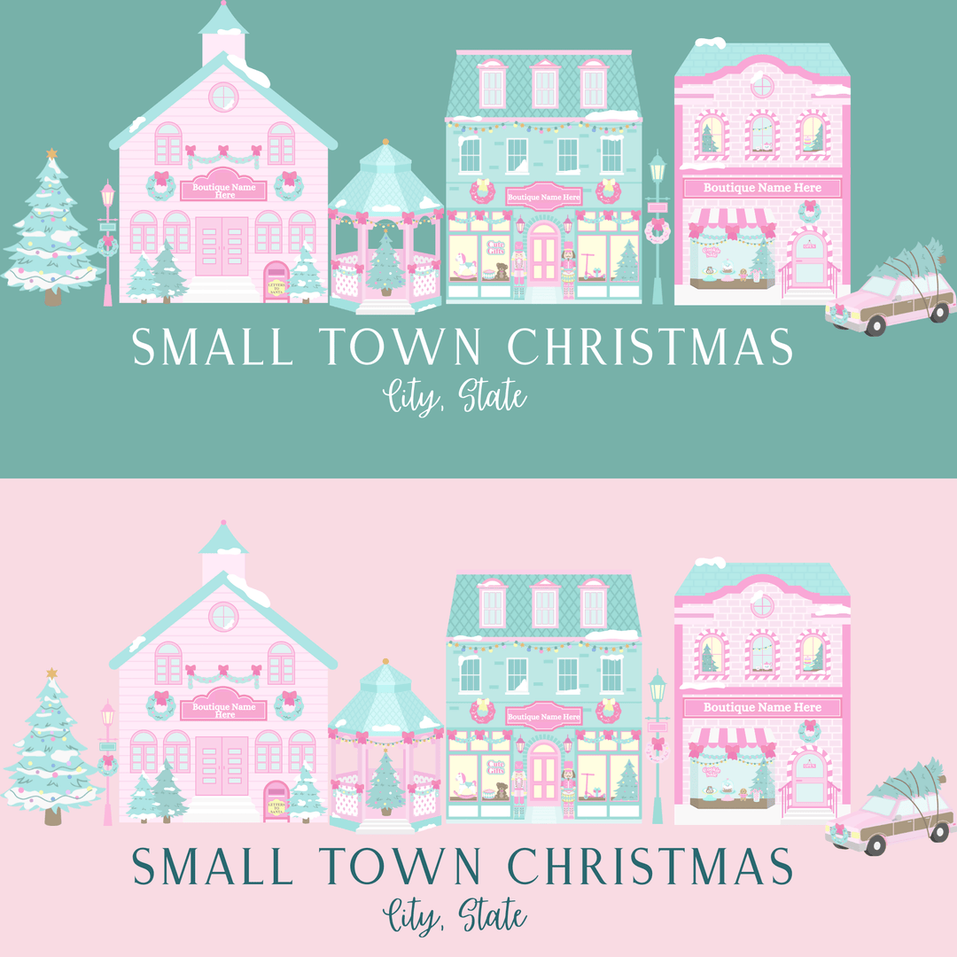 FestiviTees Women - Apparel - Shirts - T-Shirts Small Town Christmas Custom Graphic Tee