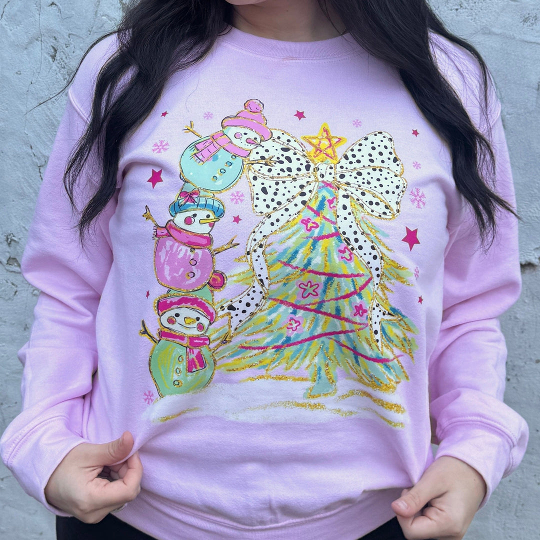 FestiviTees Women - Apparel - Shirts - T-Shirts Snowman Tree Graphic Crewneck