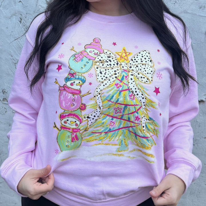 FestiviTees Women - Apparel - Shirts - T-Shirts Snowman Tree Graphic Crewneck
