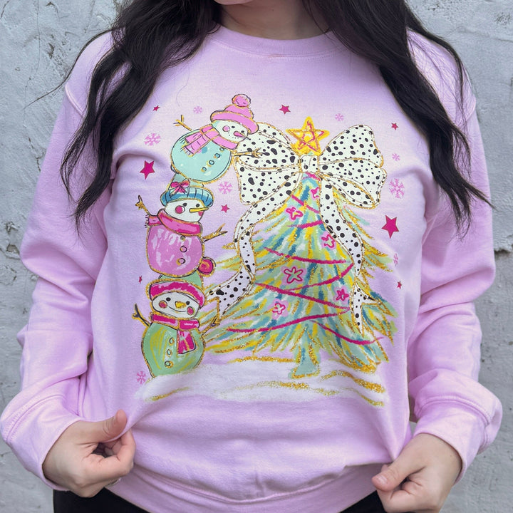 FestiviTees Women - Apparel - Shirts - T-Shirts Snowman Tree Graphic Crewneck
