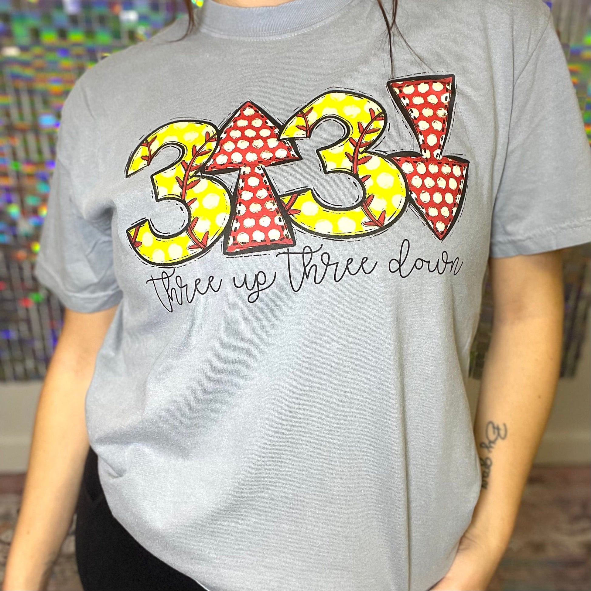 FestiviTees Women - Apparel - Shirts - T-Shirts Softball 3 Up 3 Down Graphic Tee