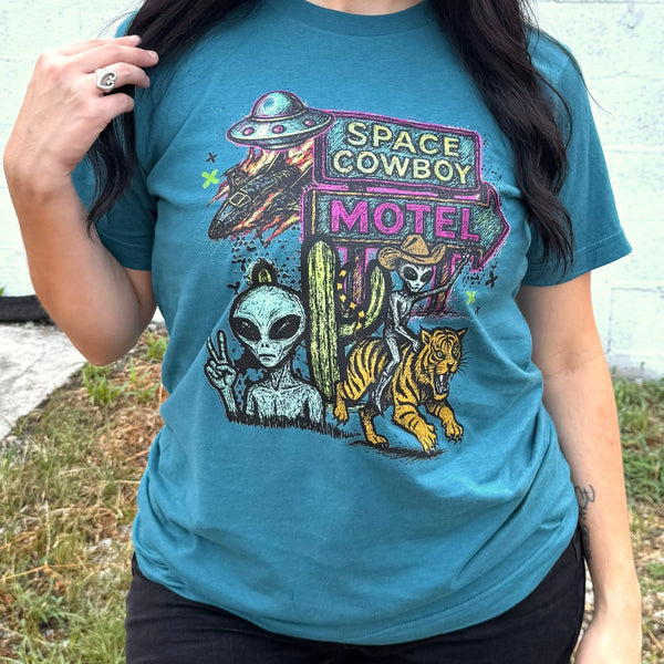 Envy Stylz Boutique Women - Apparel - Shirts - T-Shirts Space Cowboy Motel Graphic Tee