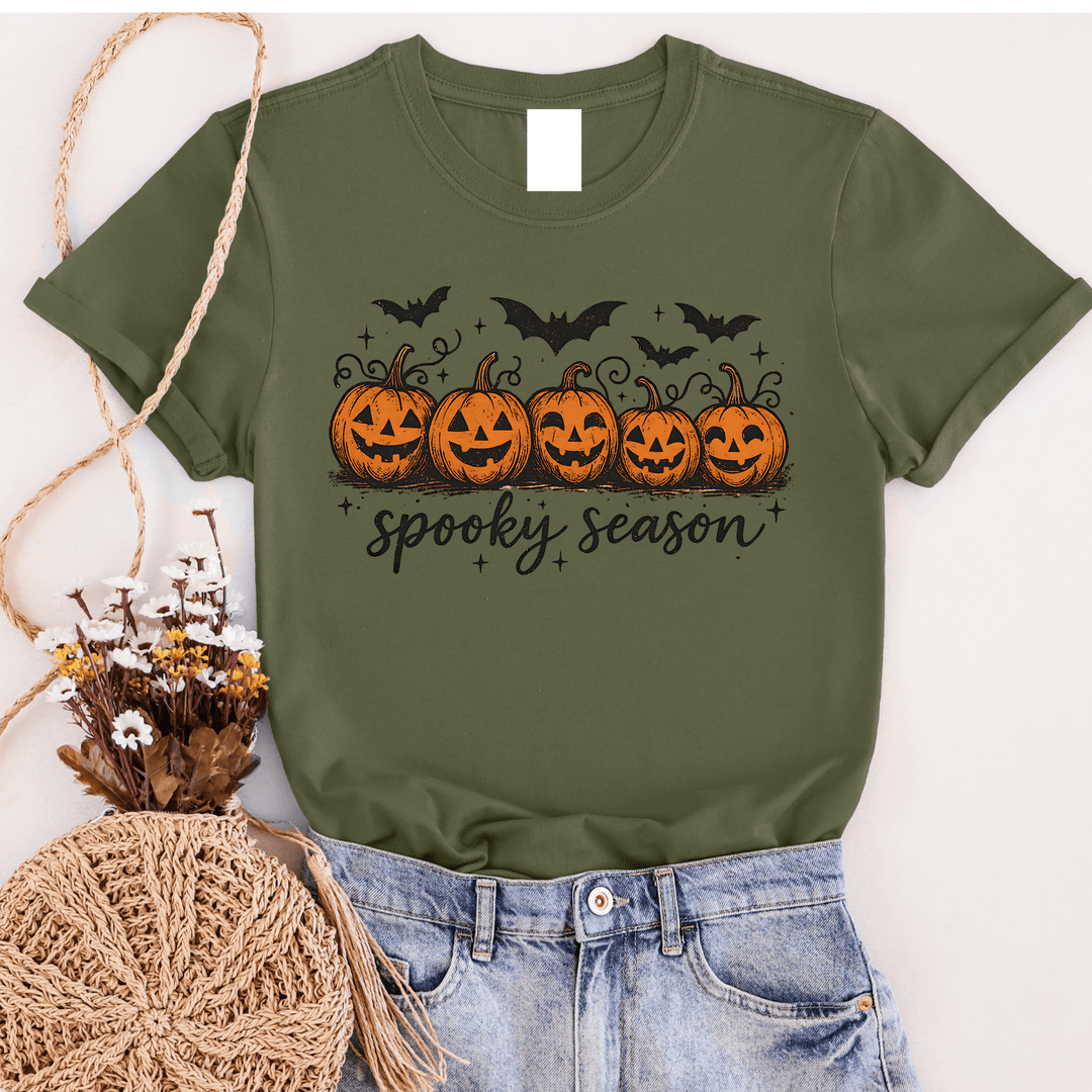 FestiviTees Women - Apparel - Shirts - T-Shirts Spooky Season Jack & Bats Graphic Tee