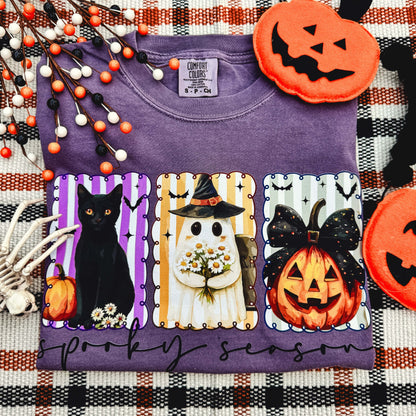 FestiviTees Women - Apparel - Shirts - T-Shirts Spooky Season Stripes Soft Graphic Tee