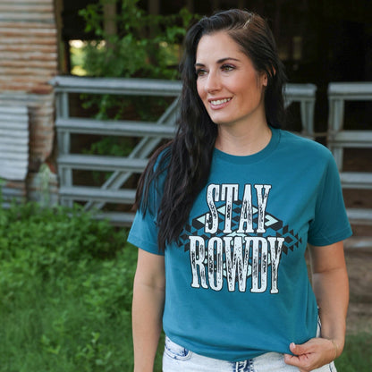 FestiviTees Women - Apparel - Shirts - T-Shirts Stay Rowdy Aztec Soft Graphic Tee