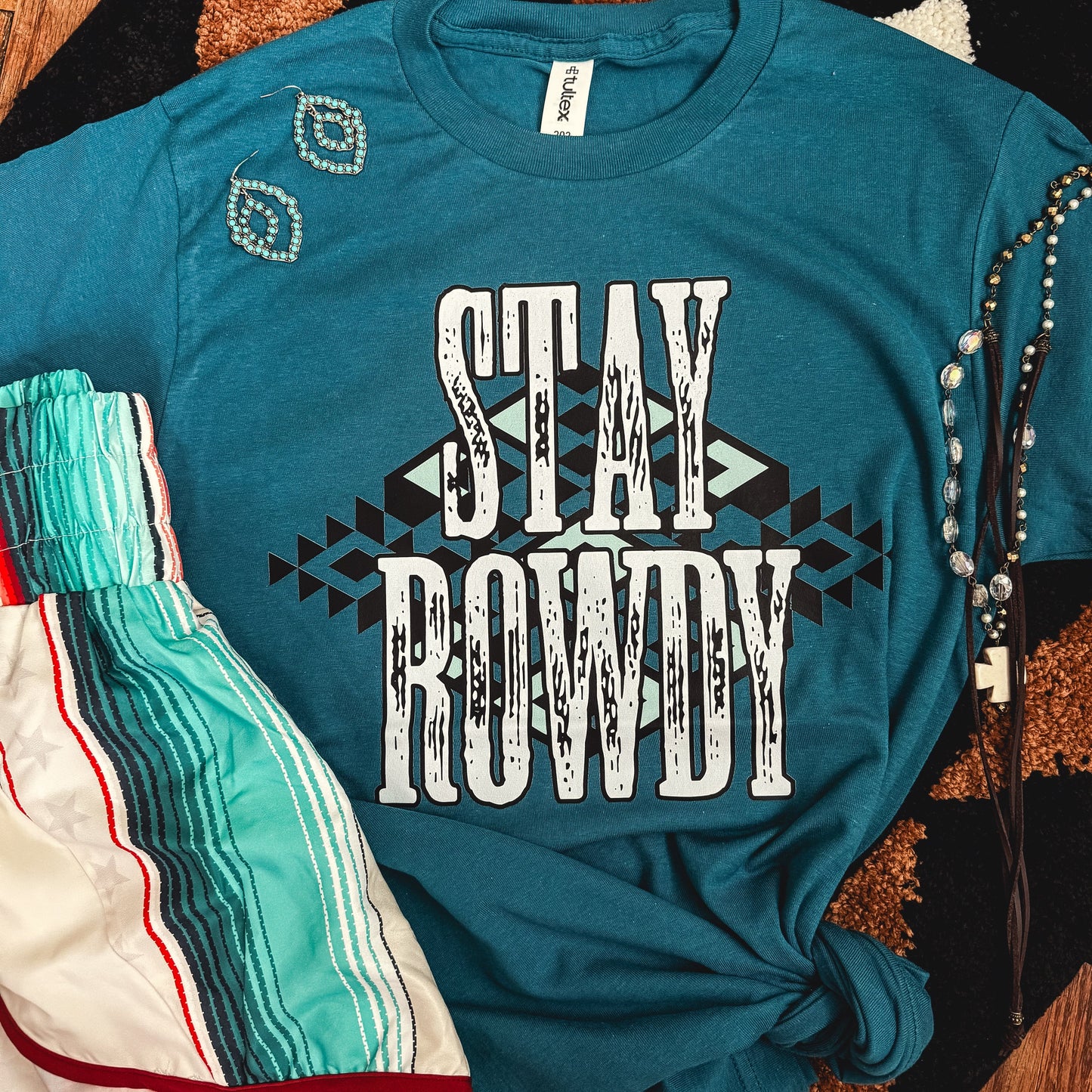 FestiviTees Women - Apparel - Shirts - T-Shirts Stay Rowdy Aztec Soft Graphic Tee