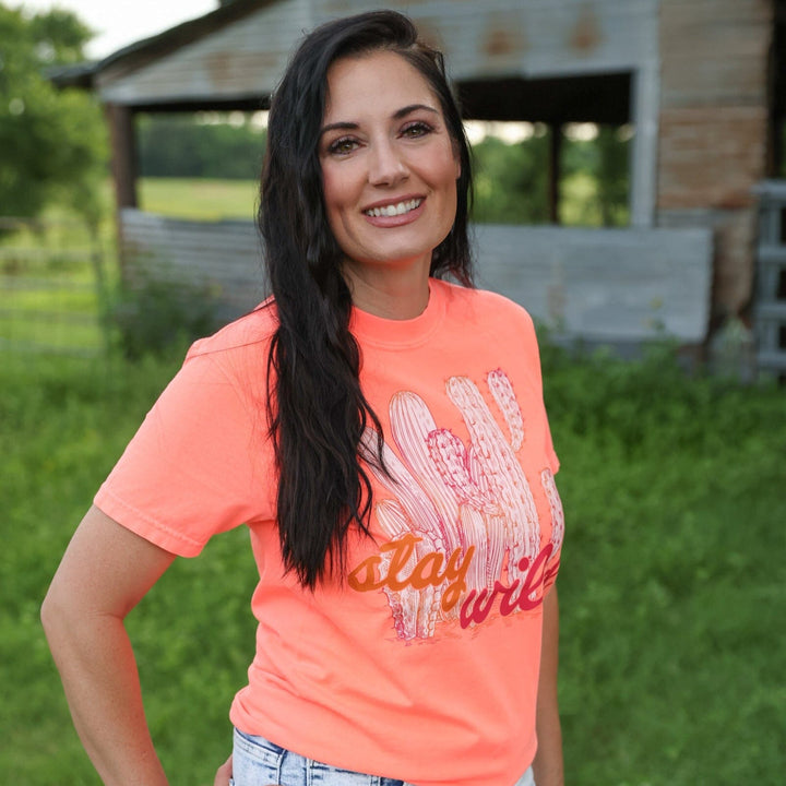 FestiviTees Women - Apparel - Shirts - T-Shirts Stay Wild Cactus Neon Soft Graphic Tee