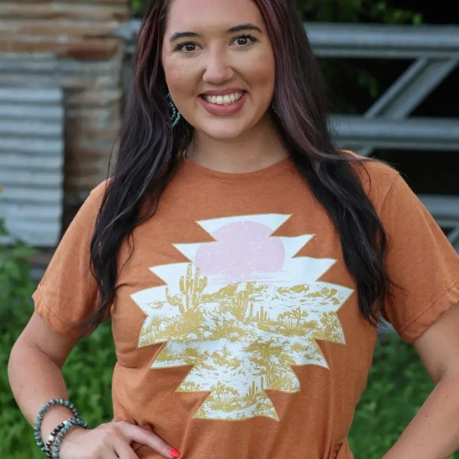 Sunset Aztec Desert Scene Soft Graphic Tee product image 1
