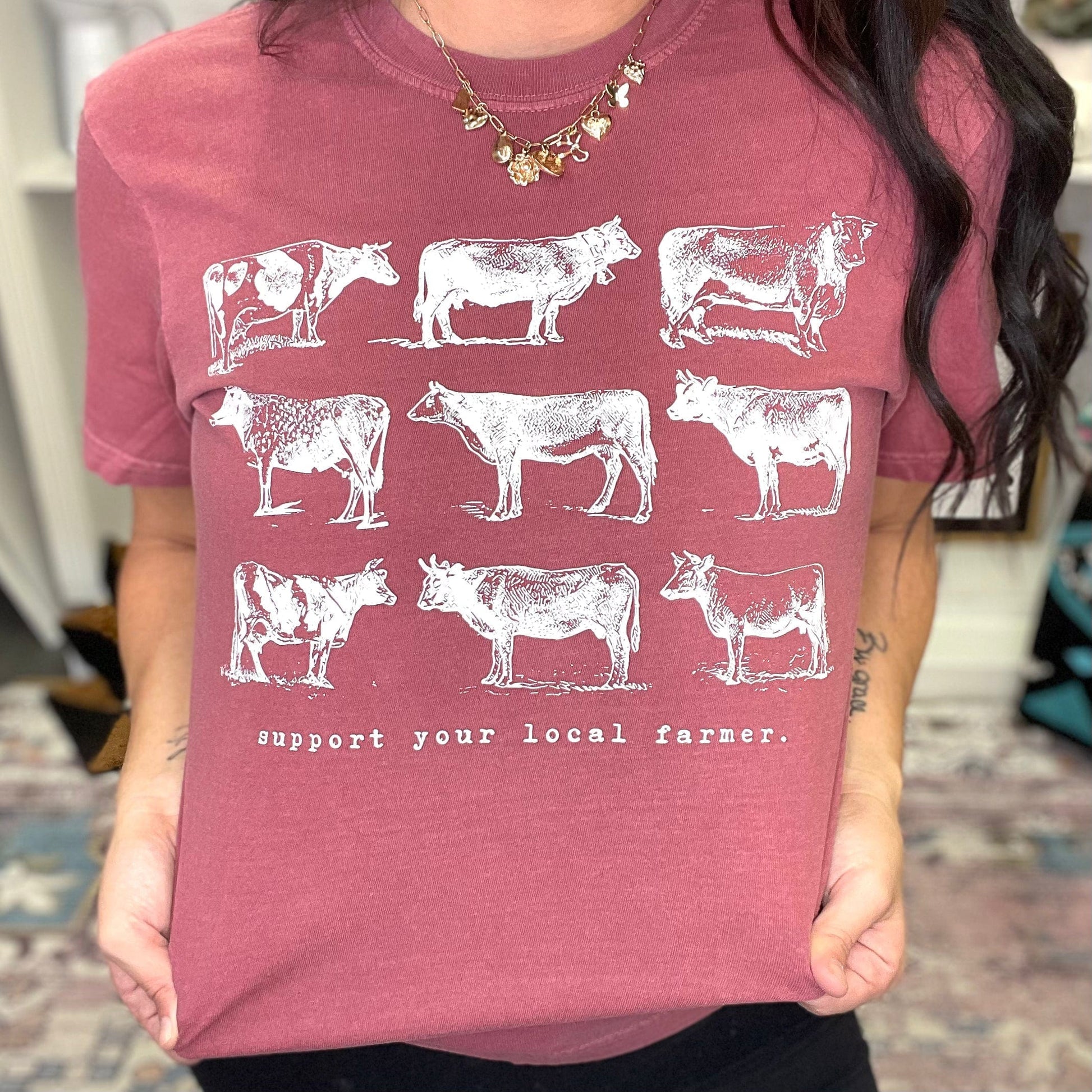 FestiviTees Women - Apparel - Shirts - T-Shirts Support Your Local Farmer Cows Graphic Tee