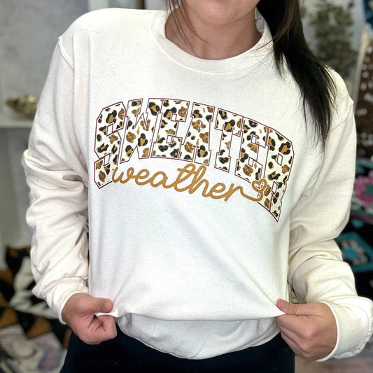 FestiviTees Women - Apparel - Shirts - T-Shirts Sweater Weather Leopard Crewneck