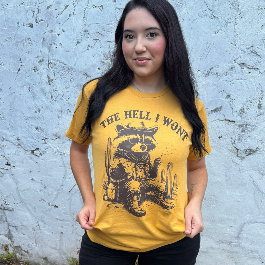 FestiviTees Women - Apparel - Shirts - T-Shirts The Hell I Won't Raccoon Graphic Tee