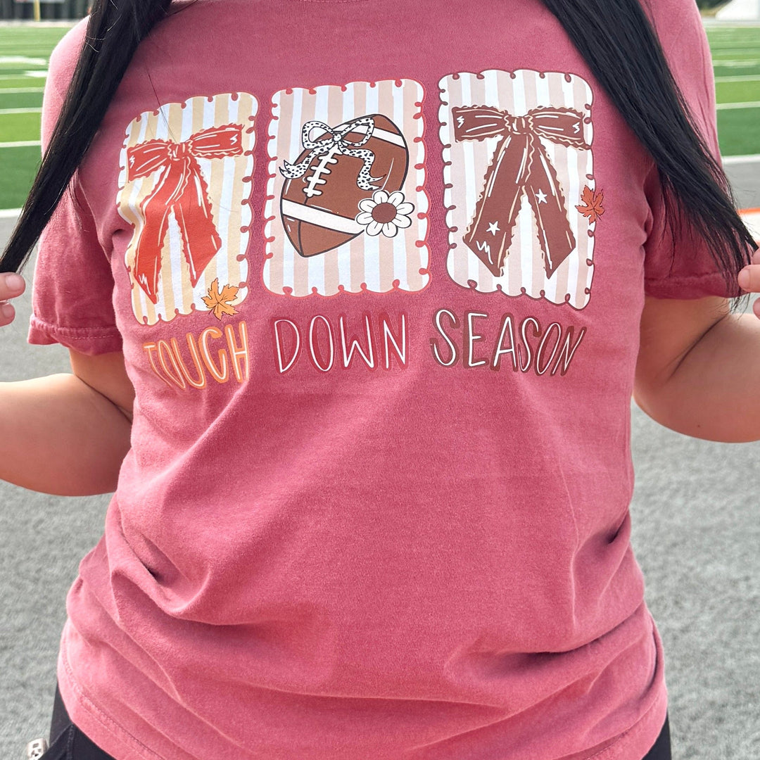 FestiviTees Women - Apparel - Shirts - T-Shirts Touch Down Season Bows Graphic Tee