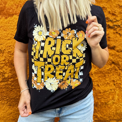 FestiviTees Women - Apparel - Shirts - T-Shirts Trick Or Treat Checker Soft Graphic Tee