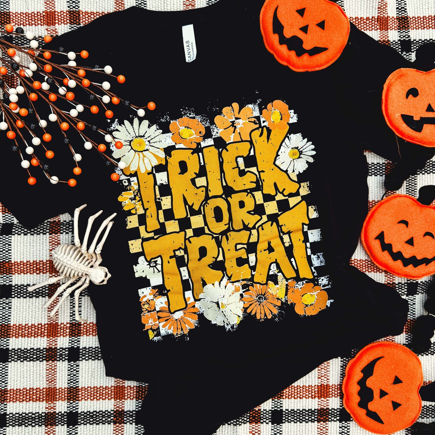 FestiviTees Women - Apparel - Shirts - T-Shirts Trick Or Treat Checker Soft Graphic Tee