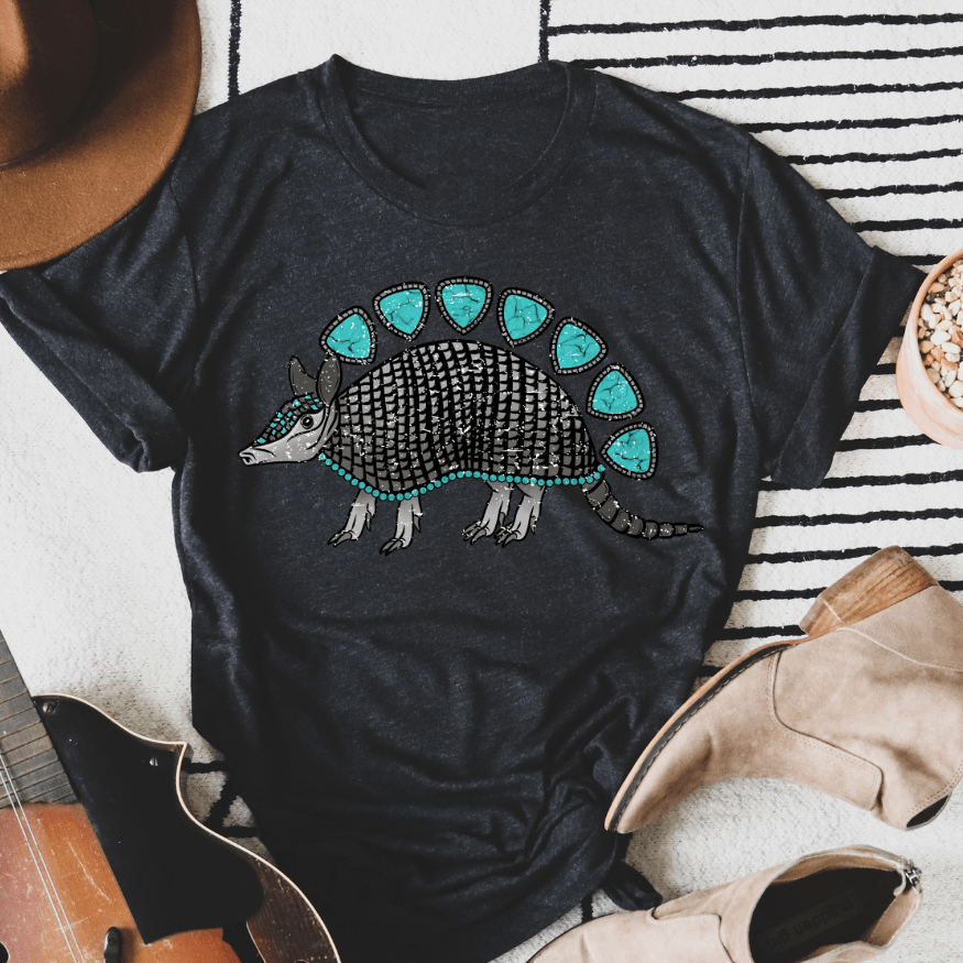 FestiviTees Women - Apparel - Shirts - T-Shirts Turquoise Armadillo Graphic Tee