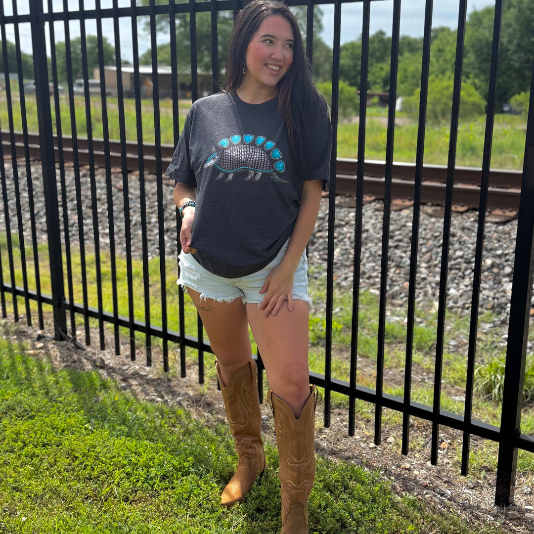 FestiviTees Women - Apparel - Shirts - T-Shirts Turquoise Armadillo Graphic Tee