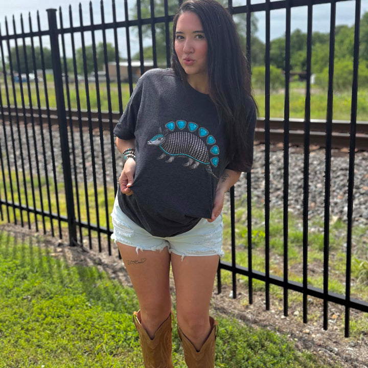 FestiviTees Women - Apparel - Shirts - T-Shirts Turquoise Armadillo Graphic Tee