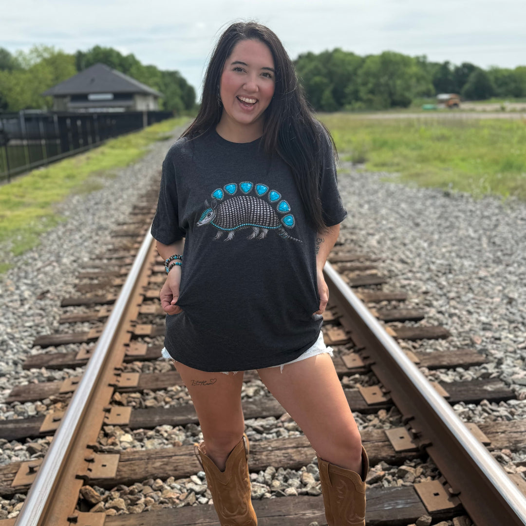 FestiviTees Women - Apparel - Shirts - T-Shirts Turquoise Armadillo Graphic Tee