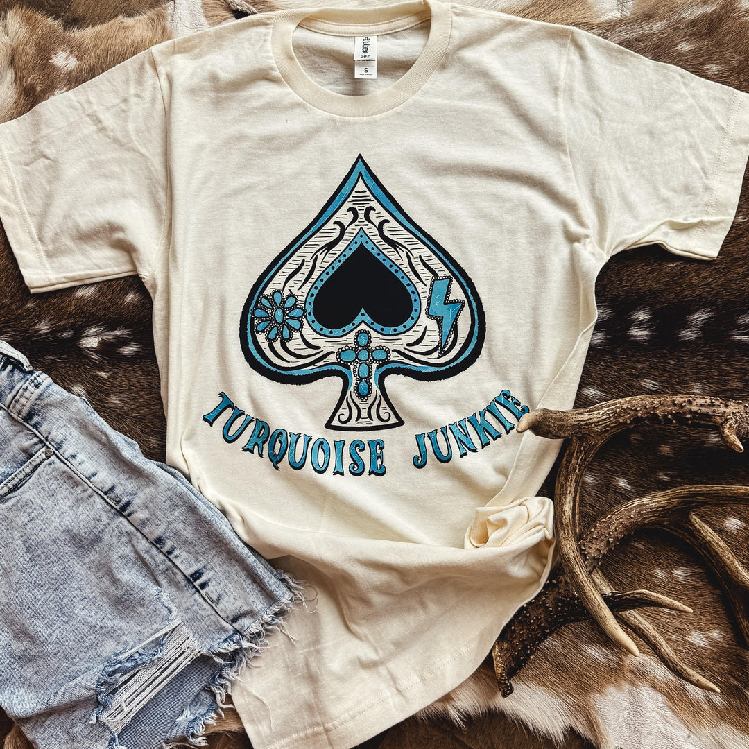 FestiviTees Women - Apparel - Shirts - T-Shirts Turquoise Junkie Spade Graphic Tee