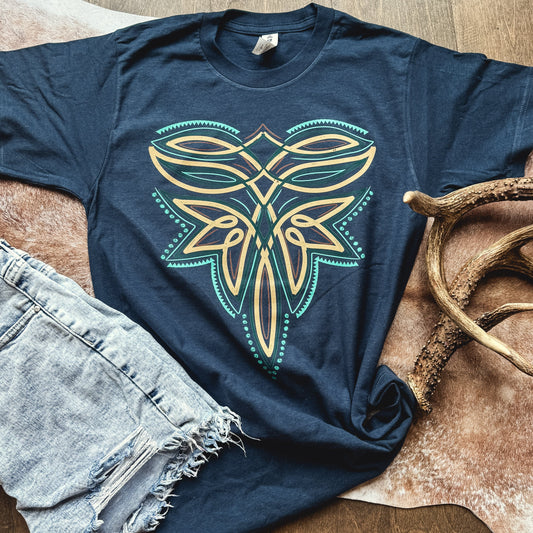 FestiviTees Women - Apparel - Shirts - T-Shirts Turquoise + Leather Boot Stitch Graphic Tee