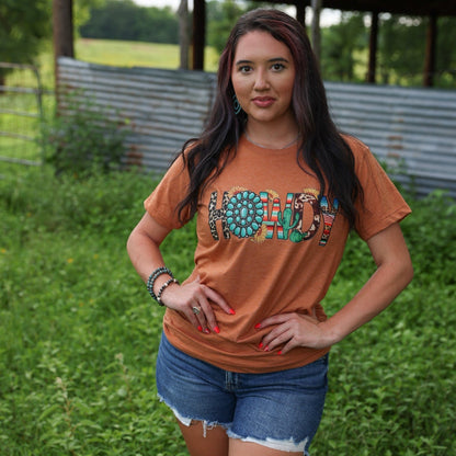 FestiviTees Women - Apparel - Shirts - T-Shirts Turquoise Serape Howdy Soft Graphic Tee