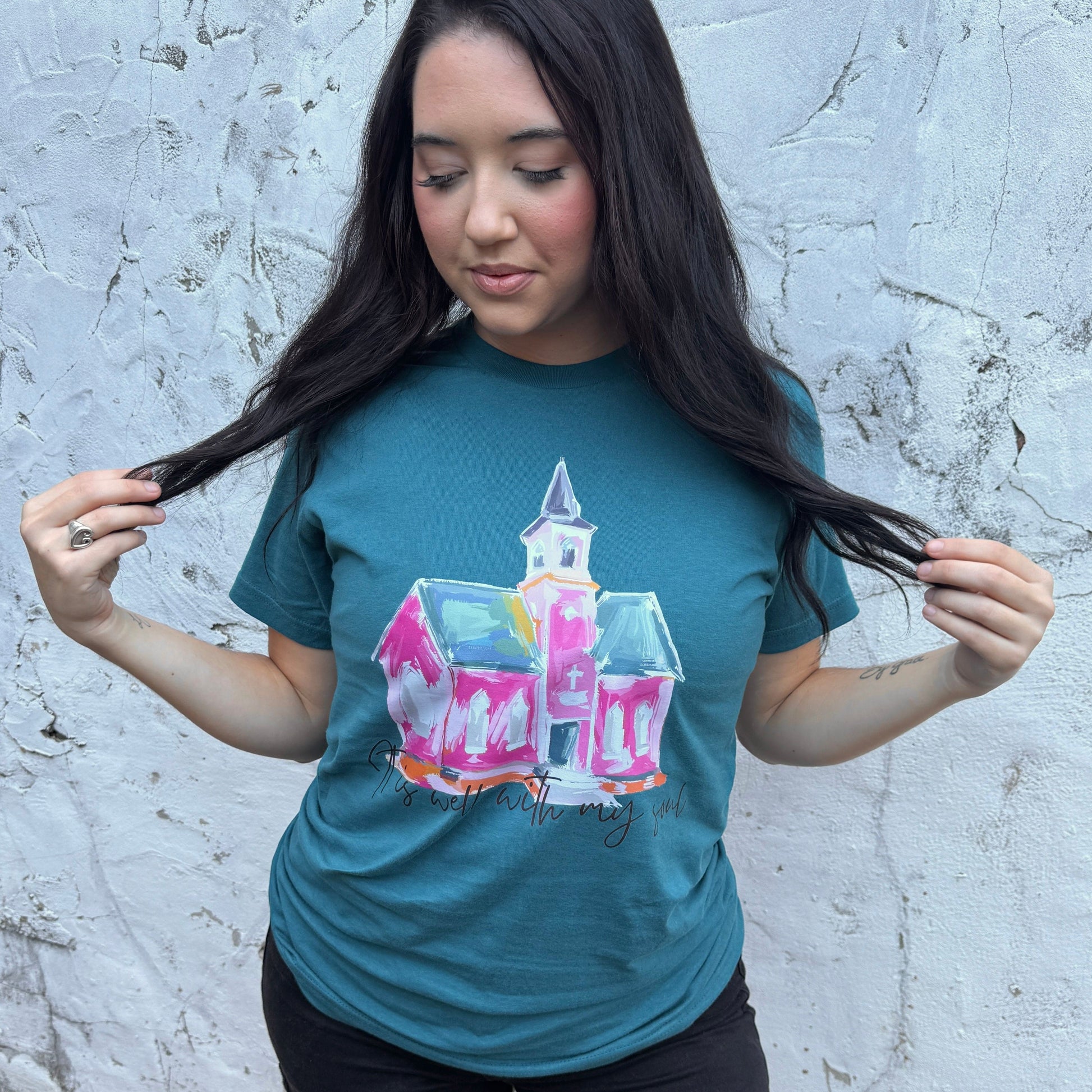 FestiviTees Women - Apparel - Shirts - T-Shirts Watercolor It Is Well Graphic Tee