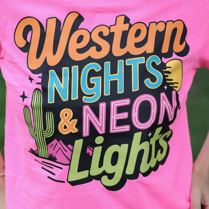 FestiviTees Women - Apparel - Shirts - T-Shirts Western Night &amp; Neon Lights Graphic Tee