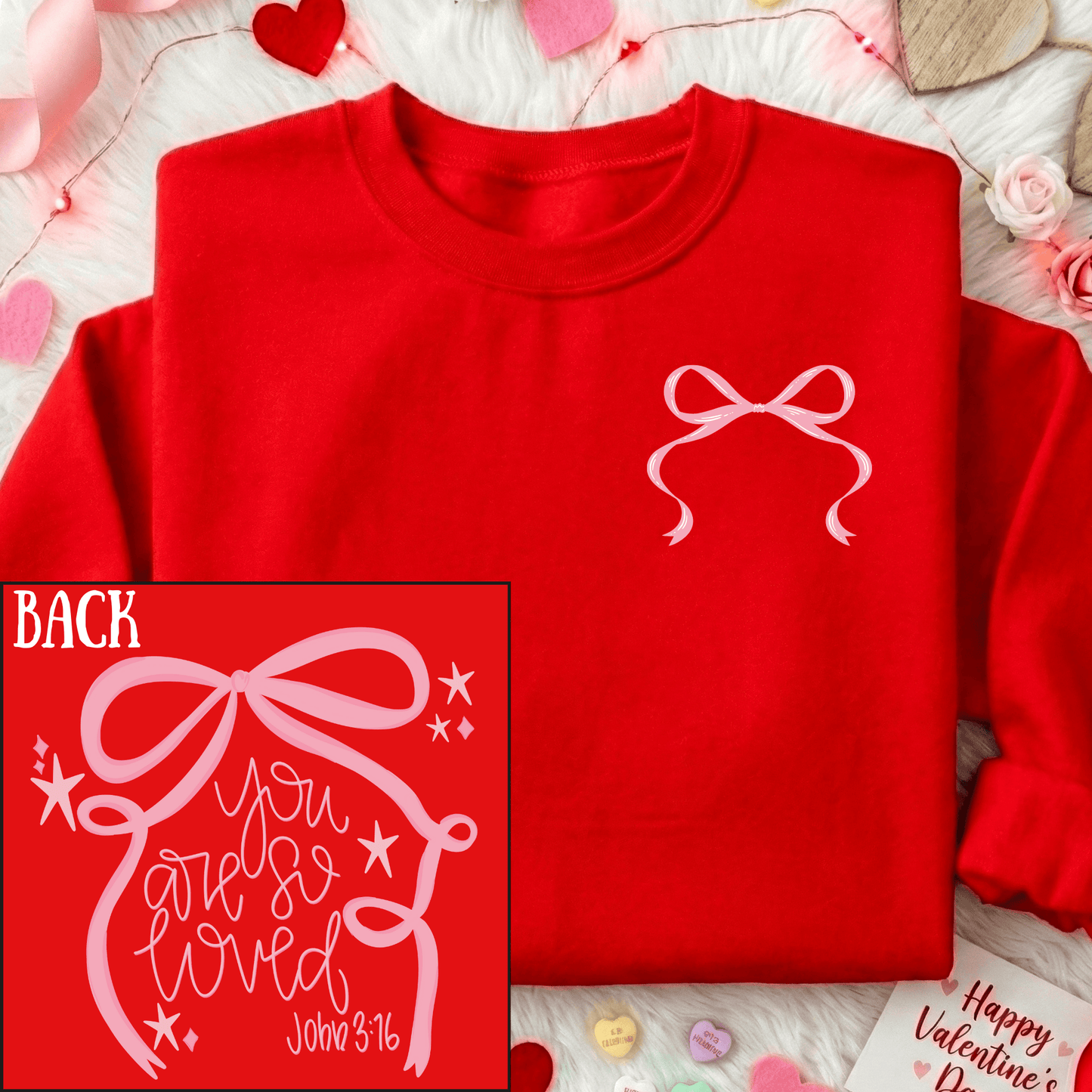 FestiviTees Women - Apparel - Shirts - T-Shirts You Are So Loved Bow Graphic Sweatshirt