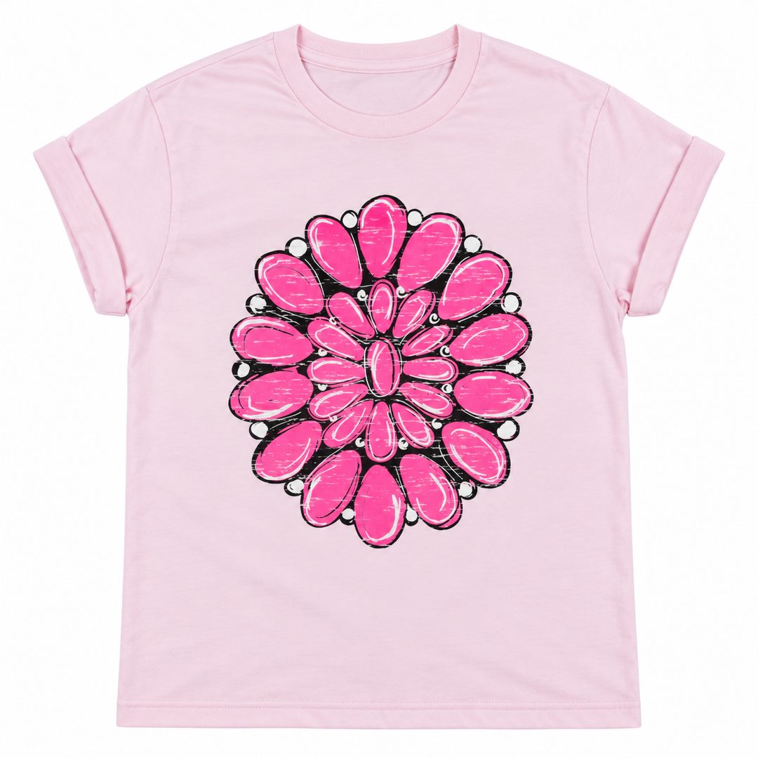 Hot Pink Stone pale pink graphic tee lay-flat on white