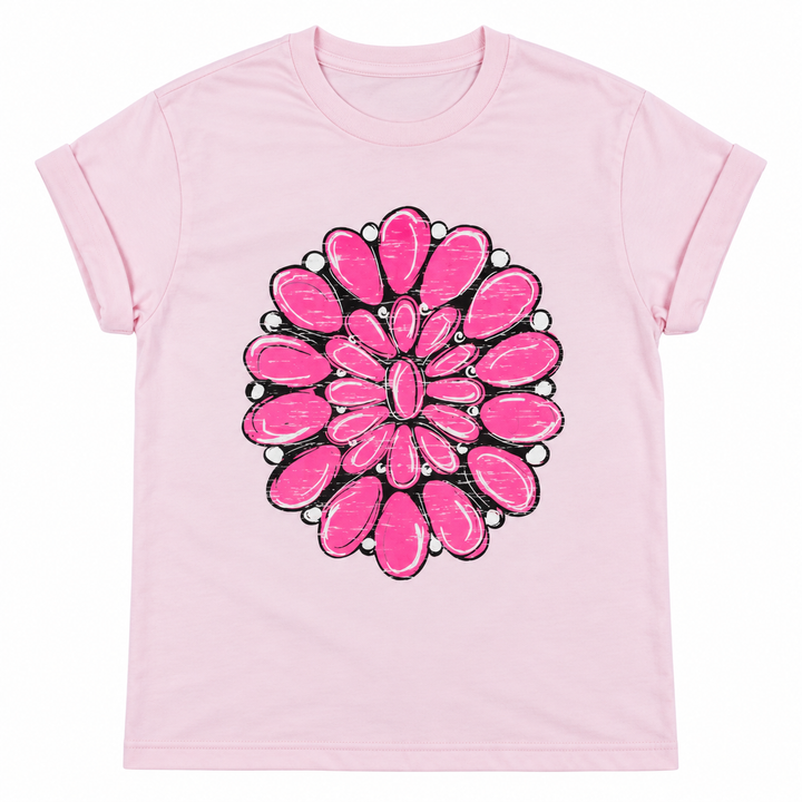 Hot Pink Stone pale pink graphic tee lay-flat on white