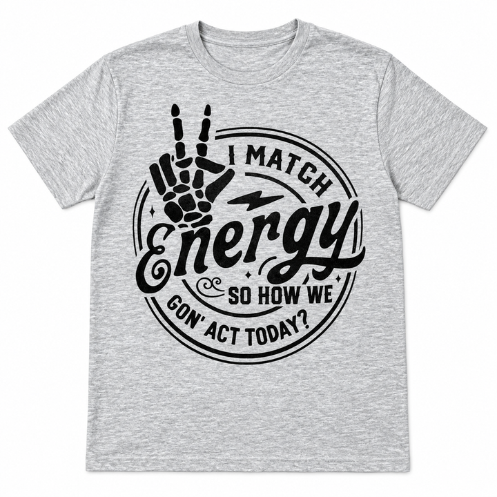 Heather grey How We Gonna Act funny graphic tee laid flat on pure white
