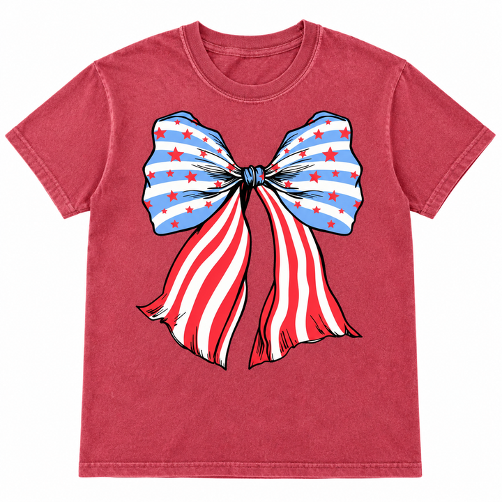 Patriotic Bow Graphic Tee lay-flat on white background