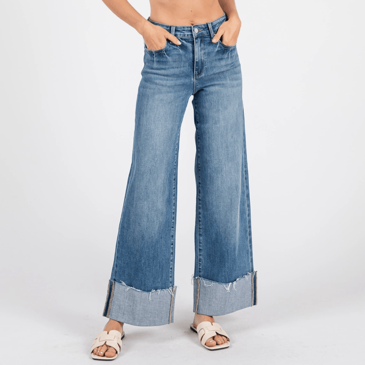Petra 153 Women - Apparel - Jeans Petra High Rise Stretch Wide Leg w/ Cuffed Hem Jean