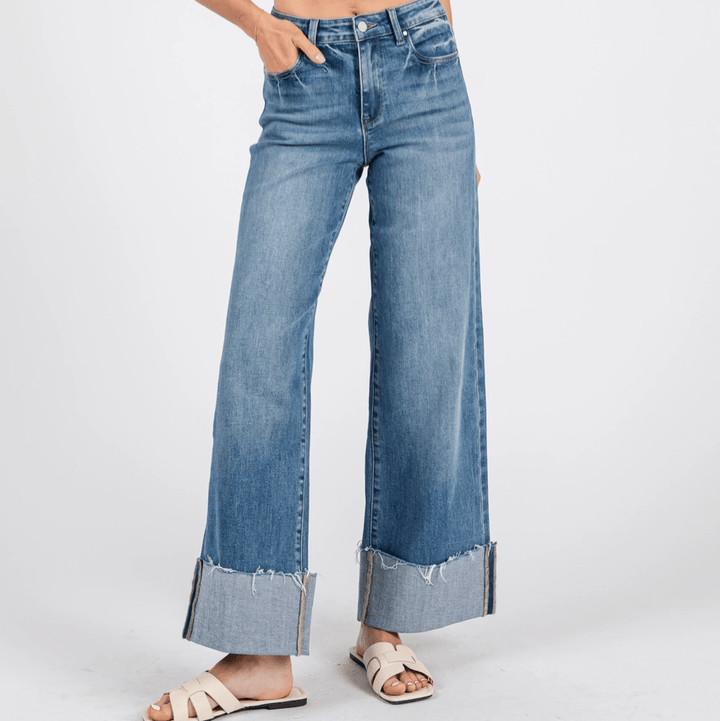 Petra 153 Women - Apparel - Jeans Petra High Rise Stretch Wide Leg w/ Cuffed Hem Jean
