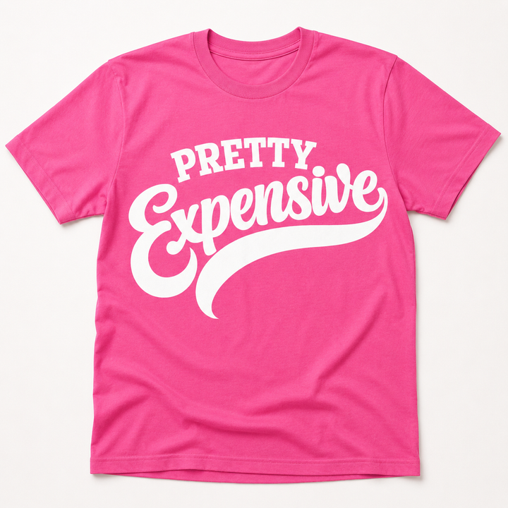 Pretty Expensive Heliconia pink graphic tee flat product view