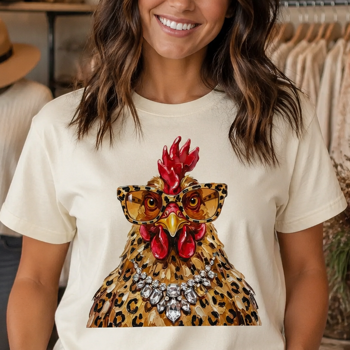 Rhinestone Hen Graphic T-shirt