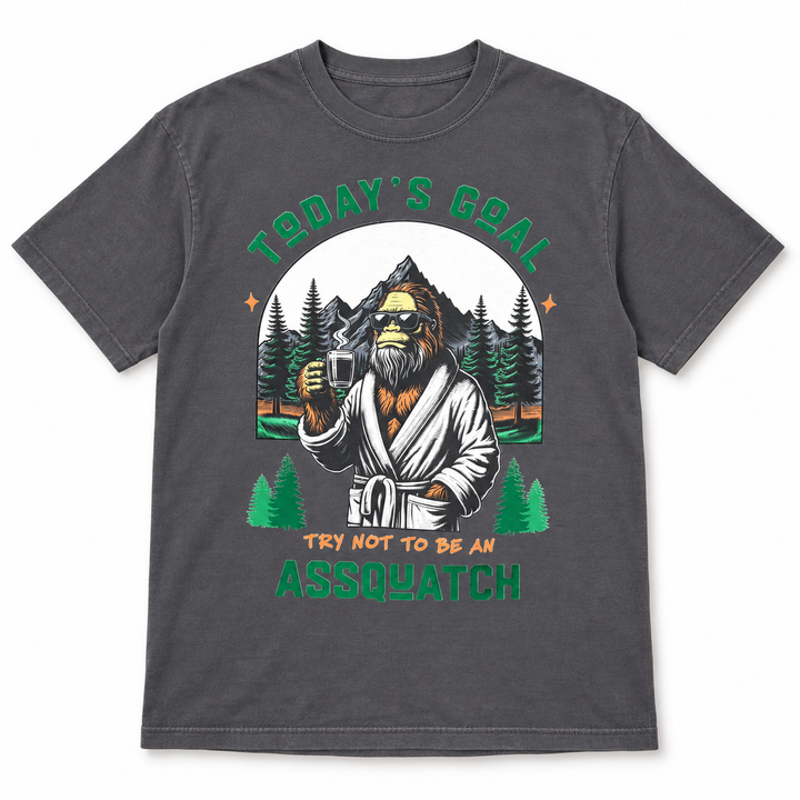 Sasquatch A$$quatch Graphite funny graphic T-shirt flat product view