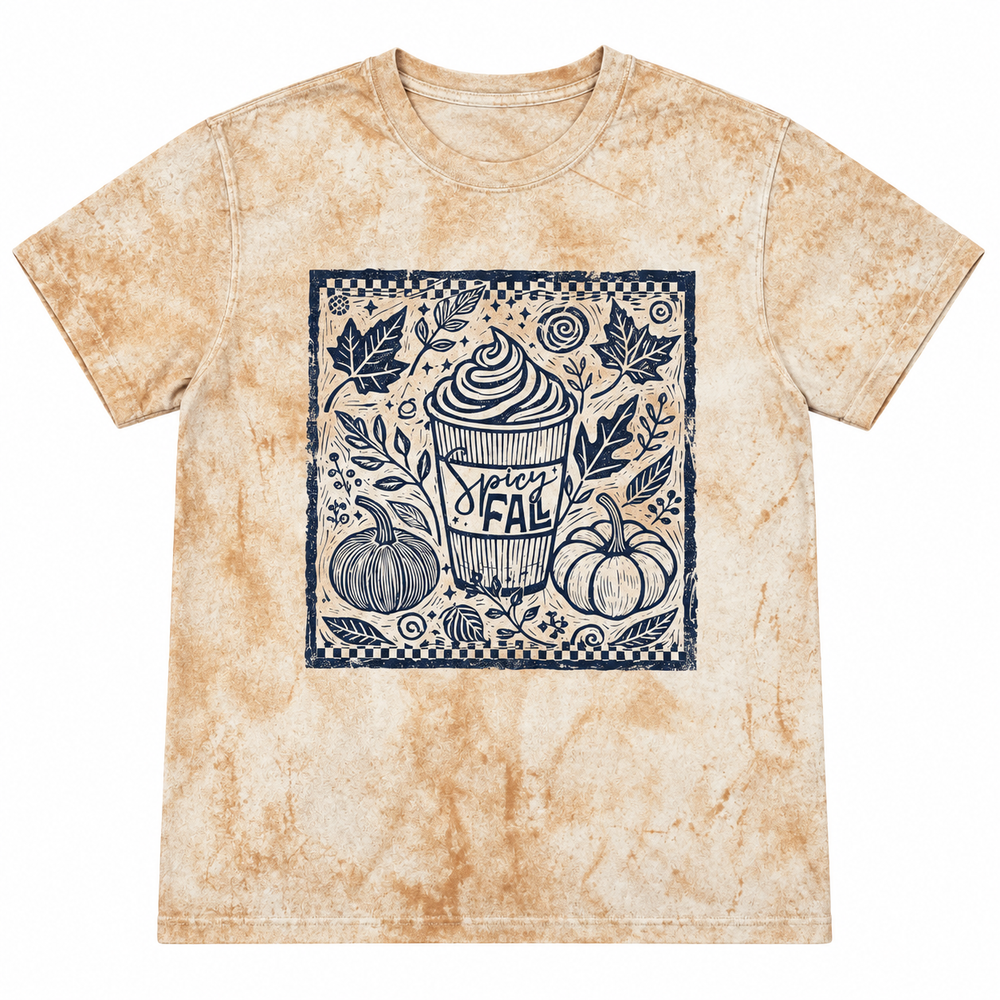 Spicy Fall Latte Umber Color Blast tee complete product view on pure white