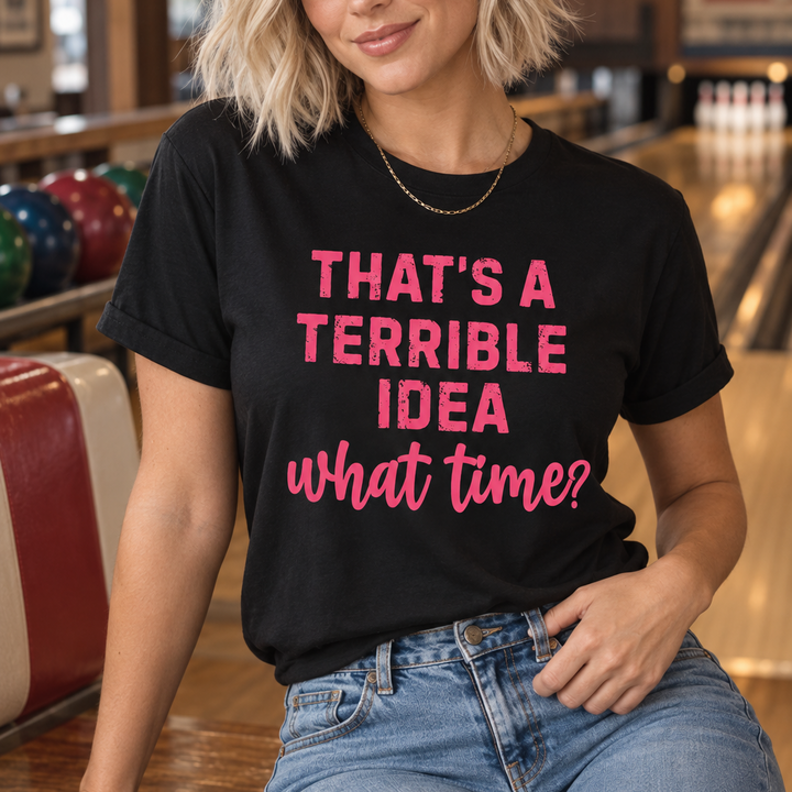 Terrible Idea black tee close-up model