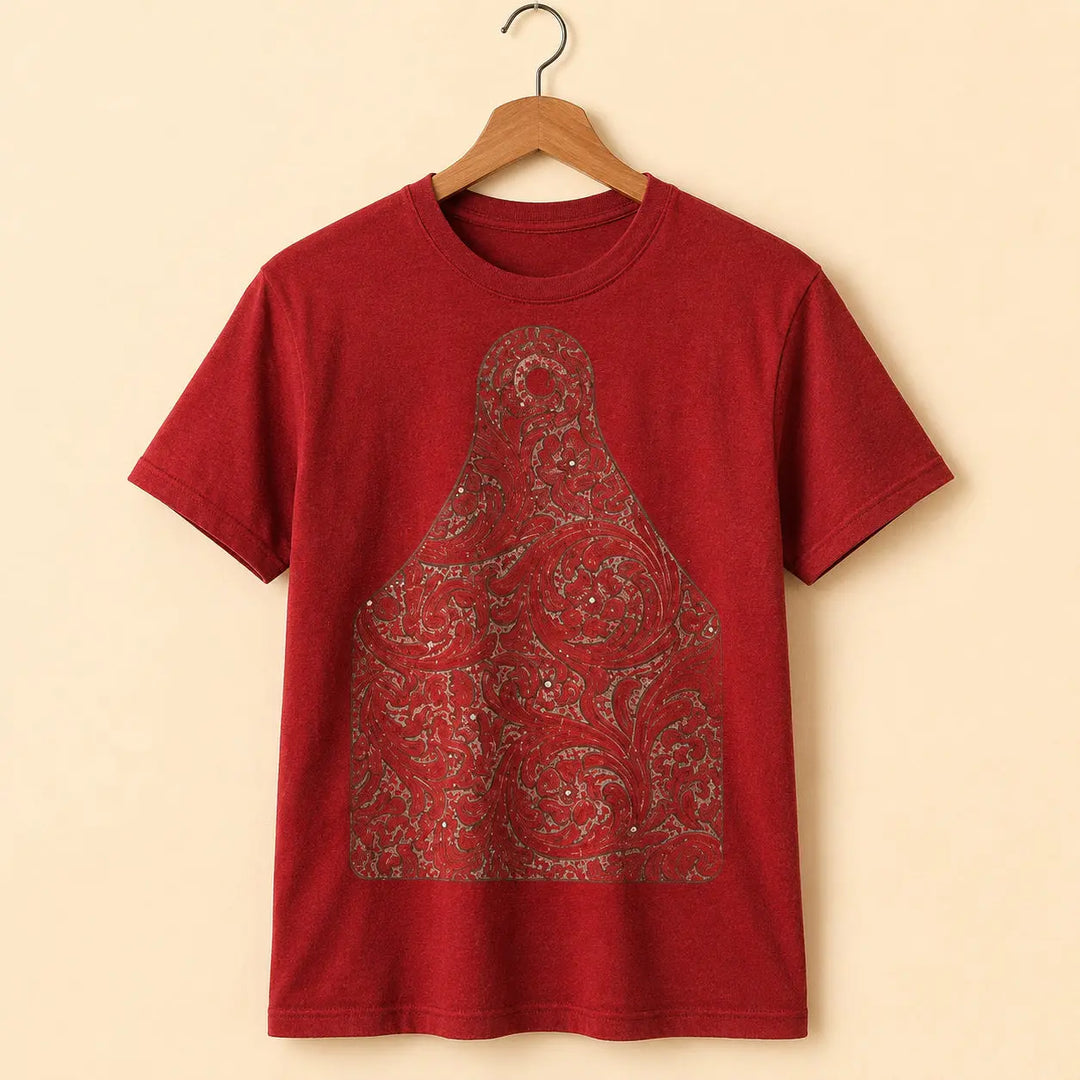Clean studio view of Tooled Cow Tag Western graphic tee