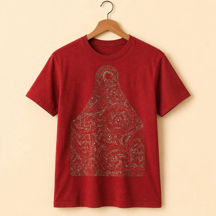 Clean studio view of Tooled Cow Tag Western graphic tee